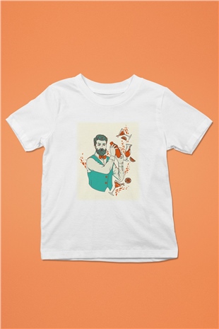 Barmen Baskılı Beyaz Unisex Çocuk Tişört