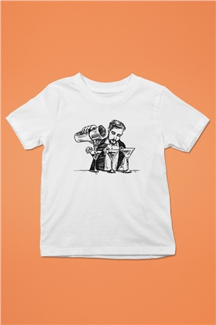Barmen Baskılı Beyaz Unisex Çocuk Tişört