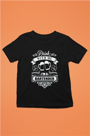 Barmen Baskılı Siyah Unisex Çocuk Tişört