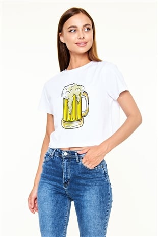 Barmen Beyaz Croptop Tişört