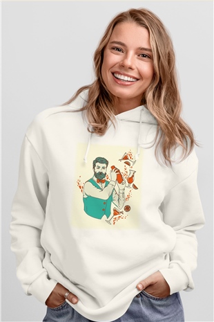 Barmen Beyaz Unisex Hoodie