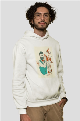 Barmen Beyaz Unisex Hoodie
