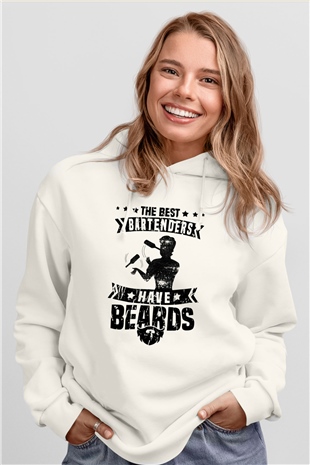 Barmen Beyaz Unisex Kapüşonlu Sweatshirt