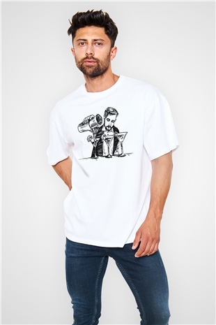 Barmen Beyaz Unisex Oversize Tişört T-Shirt