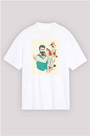 Barmen Beyaz Unisex Oversize Tişört T-Shirt