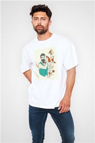 Barmen Beyaz Unisex Oversize Tişört T-Shirt