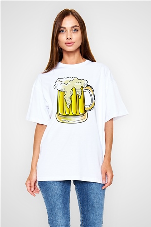 Barmen Beyaz Unisex Oversize Tişört T-Shirt