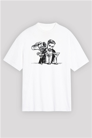 Barmen Beyaz Unisex Oversize Tişört T-Shirt