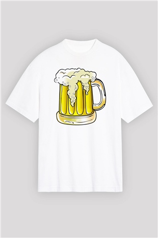 Barmen Beyaz Unisex Oversize Tişört T-Shirt