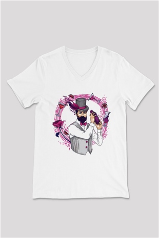 Barmen Beyaz Unisex V Yaka Tişört T-Shirt
