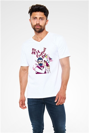 Barmen Beyaz Unisex V Yaka Tişört T-Shirt