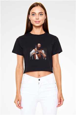 Barmen Siyah Crop Top Tişört