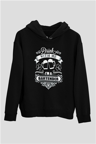 Barmen Siyah Unisex Kapşonlu Sweatshirt