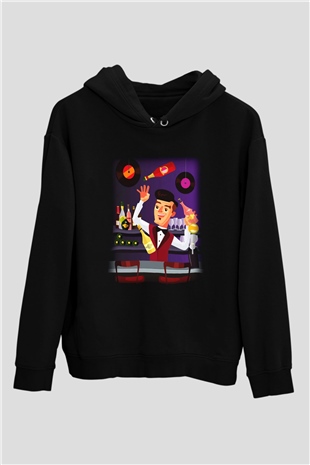 Barmen Siyah Unisex Kapşonlu Sweatshirt