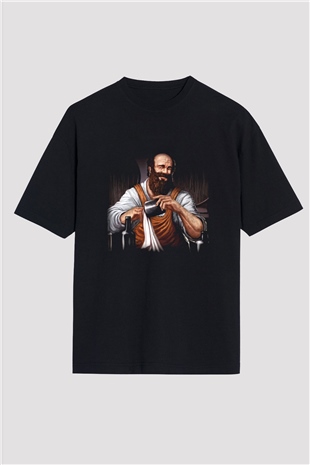 Barmen Siyah Unisex Oversize Tişört T-Shirt