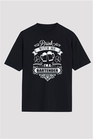 Barmen Siyah Unisex Oversize Tişört T-Shirt