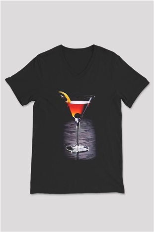 Barmen Siyah Unisex V Yaka Tişört T-Shirt