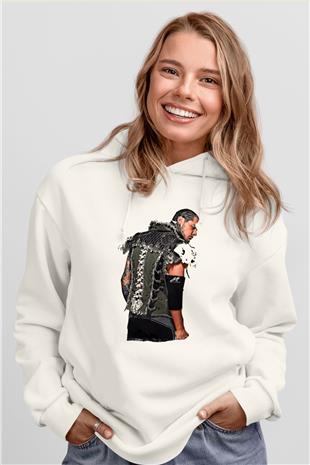 Baron Corbin Baskılı Beyaz Unisex Hoodie