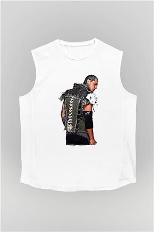Baron Corbin Baskılı Beyaz Unisex Kolsuz Tişört - Tshirt