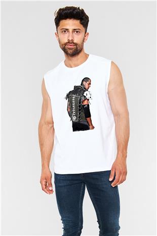Baron Corbin Baskılı Beyaz Unisex Kolsuz Tişört - Tshirt