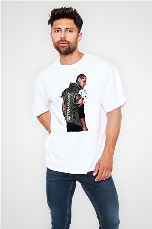 Baron Corbin Baskılı Beyaz Unisex Oversize Tişört - Tshirt