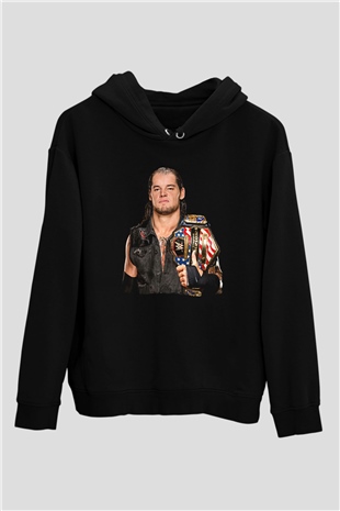 Baron Corbin Baskılı Unisex Siyah Hoodie