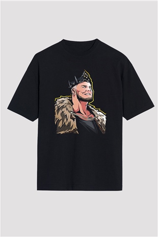 Baron Corbin Baskılı Unisex Siyah Oversize Tişört - Tshirt