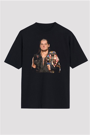 Baron Corbin Baskılı Unisex Siyah Oversize Tişört - Tshirt