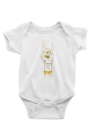 Başak Burcu Baskılı Beyaz Unisex Bebek Body - Zıbın