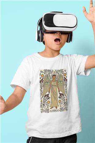 Başak Burcu Baskılı Beyaz Unisex Beyaz Çocuk Tişört - Tshirt
