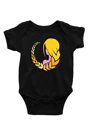 Başak Burcu Baskılı Unisex Siyah Bebek Body - Zıbın