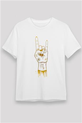 Başak Burcu Unisex Baskılı Beyaz Tişört - Tshirt
