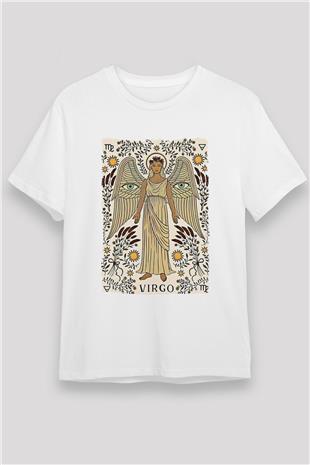 Başak Burcu Unisex Baskılı Beyaz Tişört - Tshirt
