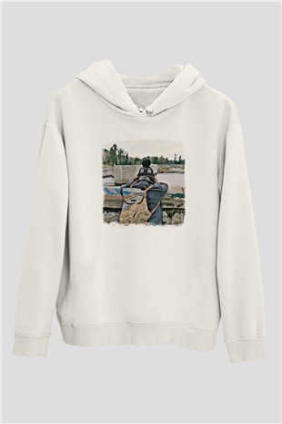 Basement Baskılı Unisex Beyaz Hoodie
