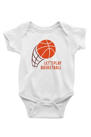 Basketbol Baskılı Beyaz Unisex Bebek Body - Zıbın