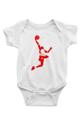 Basketbol Baskılı Beyaz Unisex Bebek Body - Zıbın