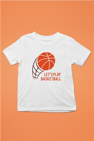 Basketbol Baskılı Beyaz Unisex Çocuk Tişört