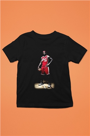 Basketbol Baskılı Siyah Unisex Çocuk Tişört