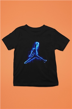 Basketbol Baskılı Siyah Unisex Çocuk Tişört