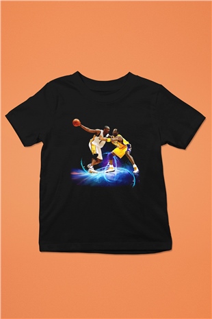 Basketbol Baskılı Siyah Unisex Çocuk Tişört