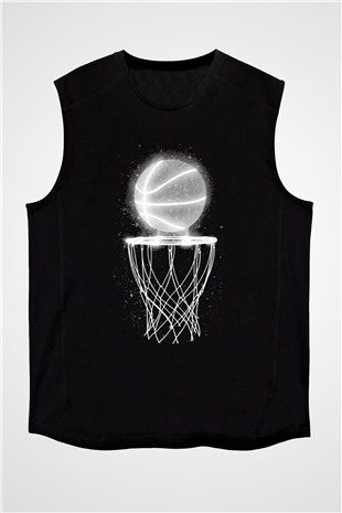 Basketbol Baskılı Unisex Siyah  Kolsuz Tişört