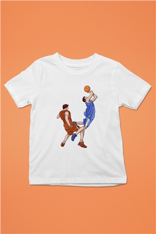 Basketbol Beyaz Unisex Çocuk Tişört