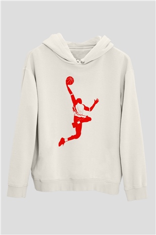 Basketbol Beyaz Unisex Hoodie