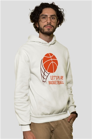 Basketbol Beyaz Unisex Hoodie