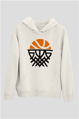 Basketbol Beyaz Unisex Hoodie