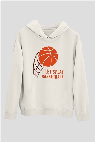 Basketbol Beyaz Unisex Hoodie