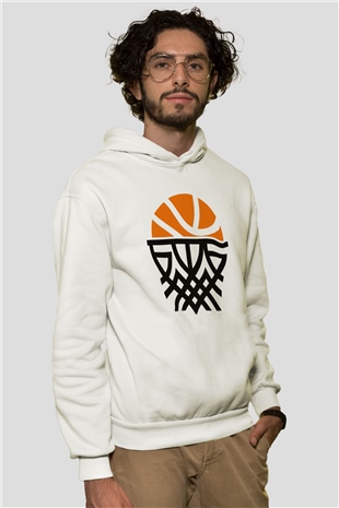 Basketbol Beyaz Unisex Hoodie