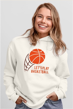 Basketbol Beyaz Unisex Hoodie