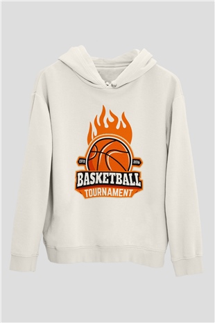 Basketbol Beyaz Unisex Hoodie