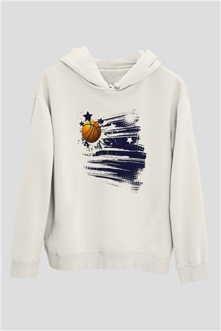 Basketbol Beyaz Unisex Hoodie